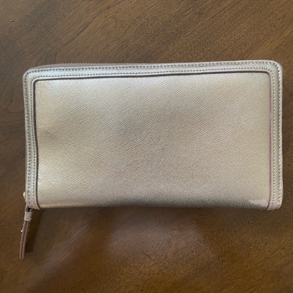 Halogen Rose Gold Zip-Around Continental Wallet